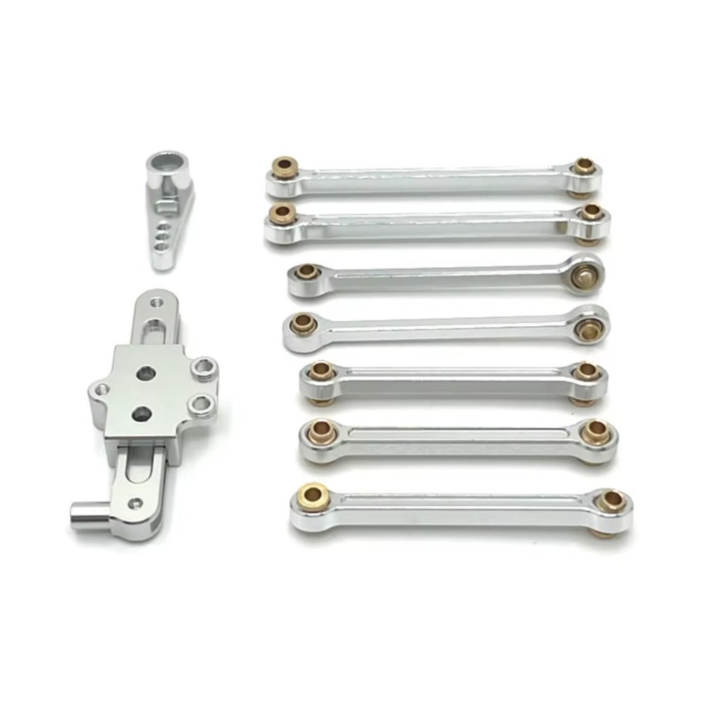 RC Upgrade Accessories for Wltoys 124006 12423 12427 12428 12429 1/12 Metal Upgrade Parts Kit Steering Assembly Link Rod Servo Arm RC Car Accessories(Silver)