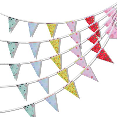 36pcs 36ft Pennant Banner Flags, Pre-Strung Triangle Flag Garland Colorful Cartoon Theme Bunting Banner Party Decorations for Birthday Parties Baby Shower Classroom Decor Supplies