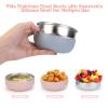 ShineMe Stainless Steel Baby Bowls, 2 pack Toddler Bowls with Removable Colorful Silicone Sleeve, Unbreakable Kids Bowls Non-Slip for Candy, Soup, Cereal, Yogurt, Snacks... view 3