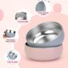 ShineMe Stainless Steel Baby Bowls, 2 pack Toddler Bowls with Removable Colorful Silicone Sleeve, Unbreakable Kids Bowls Non-Slip for Candy, Soup, Cereal, Yogurt, Snacks... view 4