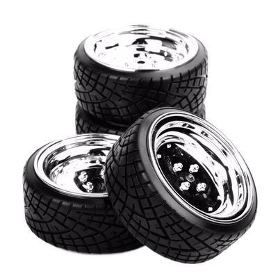 1/10 Scale RC Drift Wheel Rims and Tires with 6mm Offset and 12mm Hex Compatible with Various On-Road Car Model Accessories