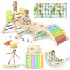 KidsBuddy Pikler Triangle Set with Cushion 9 in 1 Climbing Toys for Toddlers 1-3 Indoor Baby Gym Toddler Montessori Toys Wooden Climbing with Maze, Shape Sorting, Dinosaur Car view 1