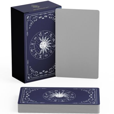 Blank Oracle Tarot Cards to Write On - Create Your Own Oracle Card Deck - (80 Cards per Box / 2.75" x 4.75") - Blank White with Printed Backs (12 Signs of The Zodiac Astrology Design)
