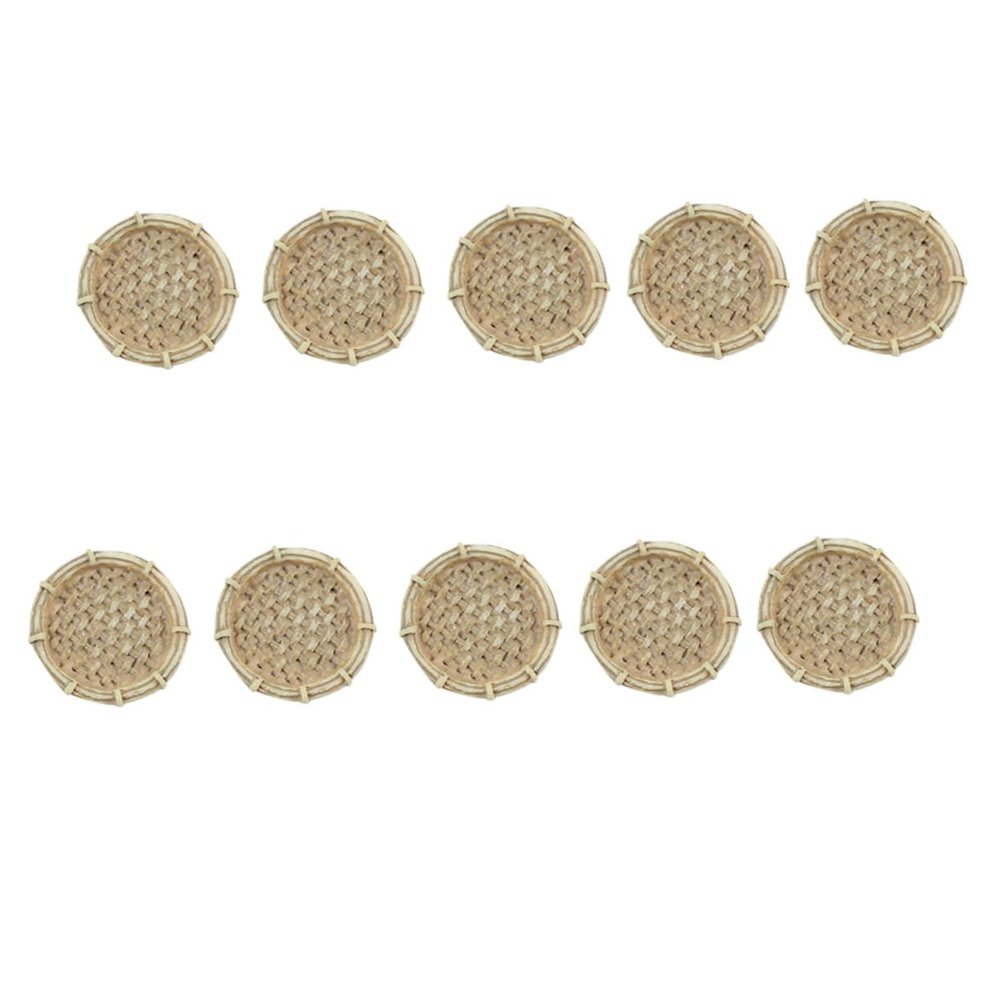 10pcs Dustpan Fake Fairy Garden Miniatures Fake Outdoor Plants Miniature Dollhouse Accessories Decor Fairy Garden Accessories Wicker Halloween Dollhouse Tree Beige