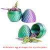 Flavery 3D Printed Flying Dragon in Egg - Tricolor Egg with 9" Flexible Winged Dragon Inside, Colorful Fidget Toy, Birthday Gift, Desk Pet Figure (Gold Green Purple) view 2