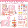 Lajeje Kids Tea Party Set for Little Girls & Toddlers  Bunny Kitchen Toy & Pretend Play Set with Teapot, Cups, Plates, Desserts & Case | Princess Birthday Gift, Easter Basket Stuffer for Ages 3-5 view 3