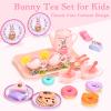 Lajeje Kids Tea Party Set for Little Girls & Toddlers  Bunny Kitchen Toy & Pretend Play Set with Teapot, Cups, Plates, Desserts & Case | Princess Birthday Gift, Easter Basket Stuffer for Ages 3-5 view 4