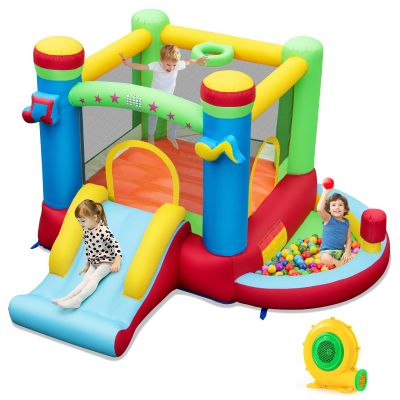 HONEY JOY Inflatable Bounce House, Music Theme Jump n Slide Bouncy House for Kids, Slides, Ball Pit & Punching Bag, Indoor Outdoor Bouncy Castle for Kids, Gift for Boys Girls(with 480w Blower)