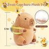 Acgtrick Cute Capybara Plush Soft Kawaii Capybara Plush Doll Pillow with Bee Backpack Capybara Stuffed Aniamls for Girls Kids Adults Birthdays Valentines Gift 12 inch view 3
