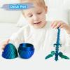 Flavery 3D Printed Flying Dragon in Egg - Dino Easter Egg with 9" Winged Dragon Inside, Colorful Fidget Toy, Birthday Gift, Flexible Desk Pet Figure (Green Blue) view 4