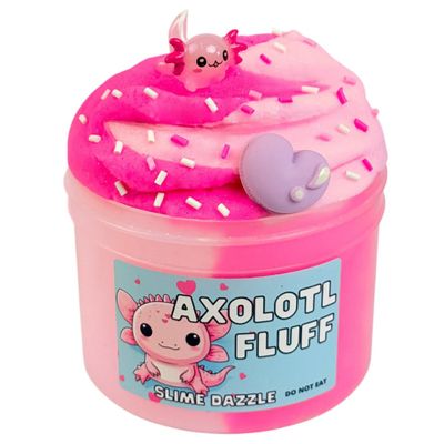 Axolotl Fluff Slime 8 FL OZ  Soft Pink Cloud Slime with Raspberry Sugar Scent  Includes Axolotl Charm  Beginner-Friendly Non-Sticky Sensory Toy