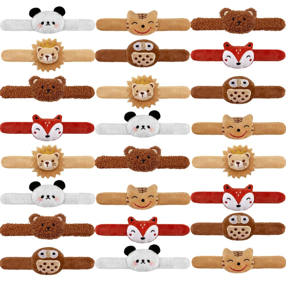 24 PCS Stuffed Animal Slap Bracelets Plush Animal Slap Bracelets Cute Wrist Slap Band Toy Wrist Animals Wrist Pets Slap Bracelet Wrist Toy for Boys Girls Easter Birthday Gifts Party Favors 6 Styles