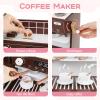 HONEY JOY Kids Kitchen Playset, Wooden Toy Kitchen Set w/Lights, Coffee Maker, Microwave, Sink, Ice Maker, Washing Machine, Little Chef Pretend Play Kitchen for Toddlers Boys Girls (Coffee) view 2