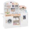 HONEY JOY Kids Kitchen Playset, Wooden Toy Kitchen Set w/Lights, Coffee Maker, Microwave, Sink, Ice Maker, Washing Machine, Little Chef Pretend Play Kitchen for Toddlers Boys Girls (White) view 1