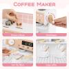 HONEY JOY Kids Kitchen Playset, Wooden Toy Kitchen Set w/Lights, Coffee Maker, Microwave, Sink, Ice Maker, Washing Machine, Little Chef Pretend Play Kitchen for Toddlers Boys Girls (White) view 2