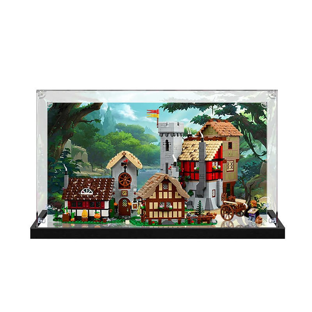 Acrylic Display Case for Le-go 10332 Medieval Town Square Model - Sturdy Protection for Your Collectible (Model Not Included), Mirror-Background