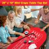 Leyndo Mini Craps Table Top Set Include About 36 x 18 Craps Table Mat 24 Rattan Stick 5 Casino Grade AAA 19mm Dice On/Off Buttons and a Mat Storage Bag for Casino Games, Home Entertainment, Party view 2