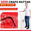 Leyndo Mini Craps Table Top Set Include About 36 x 18 Craps Table Mat 24 Rattan Stick 5 Casino Grade AAA 19mm Dice On/Off Buttons and a Mat Storage Bag for Casino Games, Home Entertainment, Party view 4