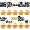 100 Pieces 8th Grade Grad Cupcake Toppers Black Glittery Congrats Cupcake Graduation Party Decorations Class of 2026 Peace out 8th Grade Cupcakes for Middle School Grad Party Supplies view 1