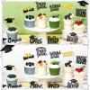 100 Pieces 8th Grade Grad Cupcake Toppers Black Glittery Congrats Cupcake Graduation Party Decorations Class of 2026 Peace out 8th Grade Cupcakes for Middle School Grad Party Supplies view 3