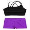 YEAHDOR Kids Girls 2 Piece Ballet Jazz Dance Costume Gymnastic Outfit Crop Top with Shorts Pantskirt Outfit Black&Purple 12 view 3