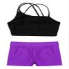 YEAHDOR Kids Girls 2 Piece Ballet Jazz Dance Costume Gymnastic Outfit Crop Top with Shorts Pantskirt Outfit Black&Purple 12 view 4