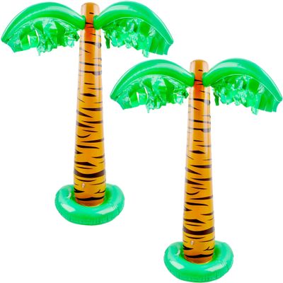 2 Pack 32 inch Inflatable Palm Tree Blow Up Tropical Coconut Trees for Hawaiian Summer Beach Theme Party Photo Prop Pool Decor