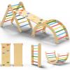 CMFYDAILY 5 in 1 Montessori Pikler Triangle Climbing Set, Large Indoor Foldable Wooden Baby Climbing Gym Climber with Arch Slide for Toddler 1-3 view 1