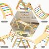 CMFYDAILY 5 in 1 Montessori Pikler Triangle Climbing Set, Large Indoor Foldable Wooden Baby Climbing Gym Climber with Arch Slide for Toddler 1-3 view 2