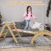CMFYDAILY 5 in 1 Montessori Pikler Triangle Climbing Set, Large Indoor Foldable Wooden Baby Climbing Gym Climber with Arch Slide for Toddler 1-3 view 3