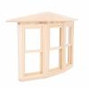 1:12 Dollhouse Window Birch Wood Exquisite Lifelike Miniature Window 45 Degree Three Sided Sliding Bay Window Model for DIY Asseccories view 1