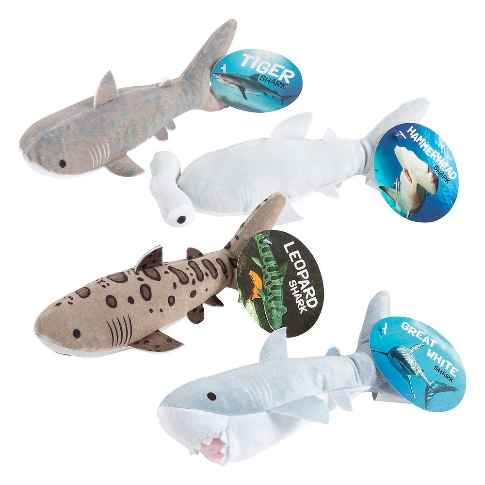 2 1/2" - 3" Discovery Shark Week Stuffed Sharks with Card for 12