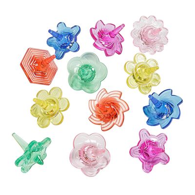 Fun Express 1 3/4" Bulk 72 Pieces Mini Colorful Transparent Plastic Spin Tops
