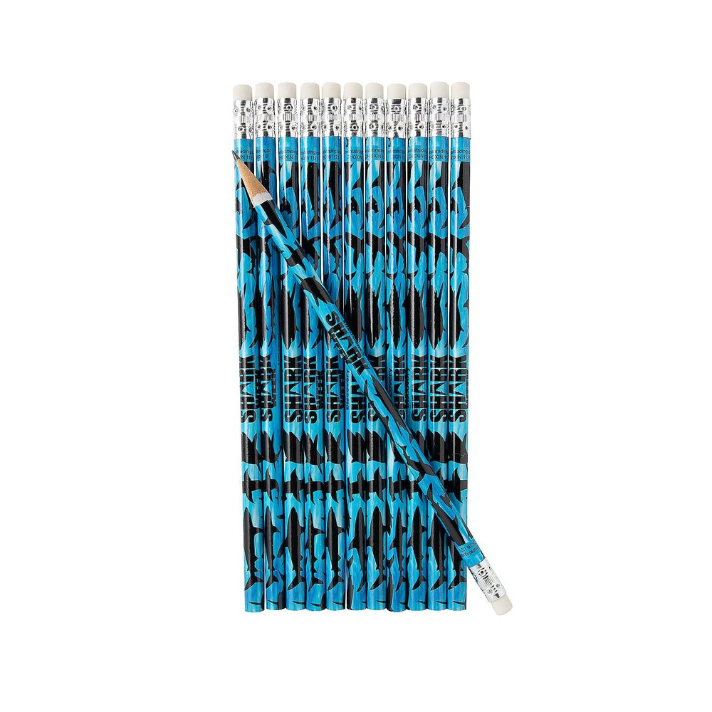 7 1/2" Discovery Shark Week Blue & Black Wood Pencils - 24 pieces