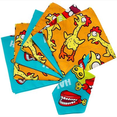 Fun Express 20" x 20" Classic Gags Rubber Chicken & Chatter Teeth Bandanas - 12 Pieces