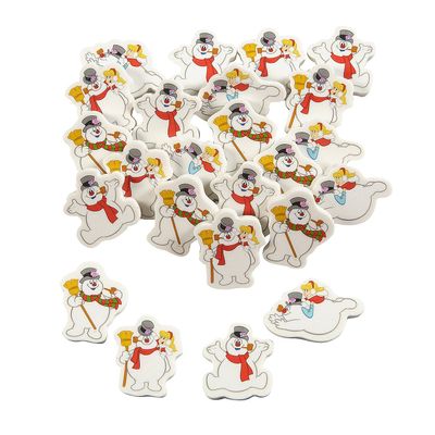 1 1/4" - 1 1/2" Frosty the Snowman Characters Rubber Erasers - 24 pieces