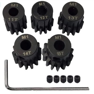 5PCS Metal Steel M1 Pinion Gear Sets 21T 22T 23T 24T 25T 5mm Shaft Motor Gears with Hex Key for 1/10 RC Brushless Brush Motor replacement part(11-15T)