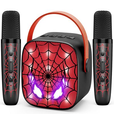 Cool Mini Karaoke Machine Toys: Kids Toys Easter Birthday Gifts Age 3-12+ LED Portable Bluetooth Speaker with 2 Wireless Microphone Basket Stuffers Gift Toy for 4 5 6 7 8 9 Years Old Girls Boys