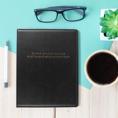US Money Collection Album Paper Money Album Coin Collection Holder Album Leather Coin Currency Album Book for Collectors Paper Money Collection Storage Book Album Collecting Money Documents Ticke(1)