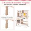 Costzon Play Kitchen for Kids, Height Adjustable Kids Kitchen Playset with Real Lights & Sounds, Microwave, Oven, Stoves, Sink & Faucet, Play Food, Toy Kitchen Set for Toddlers Boys Girls Ages 3+ view 4