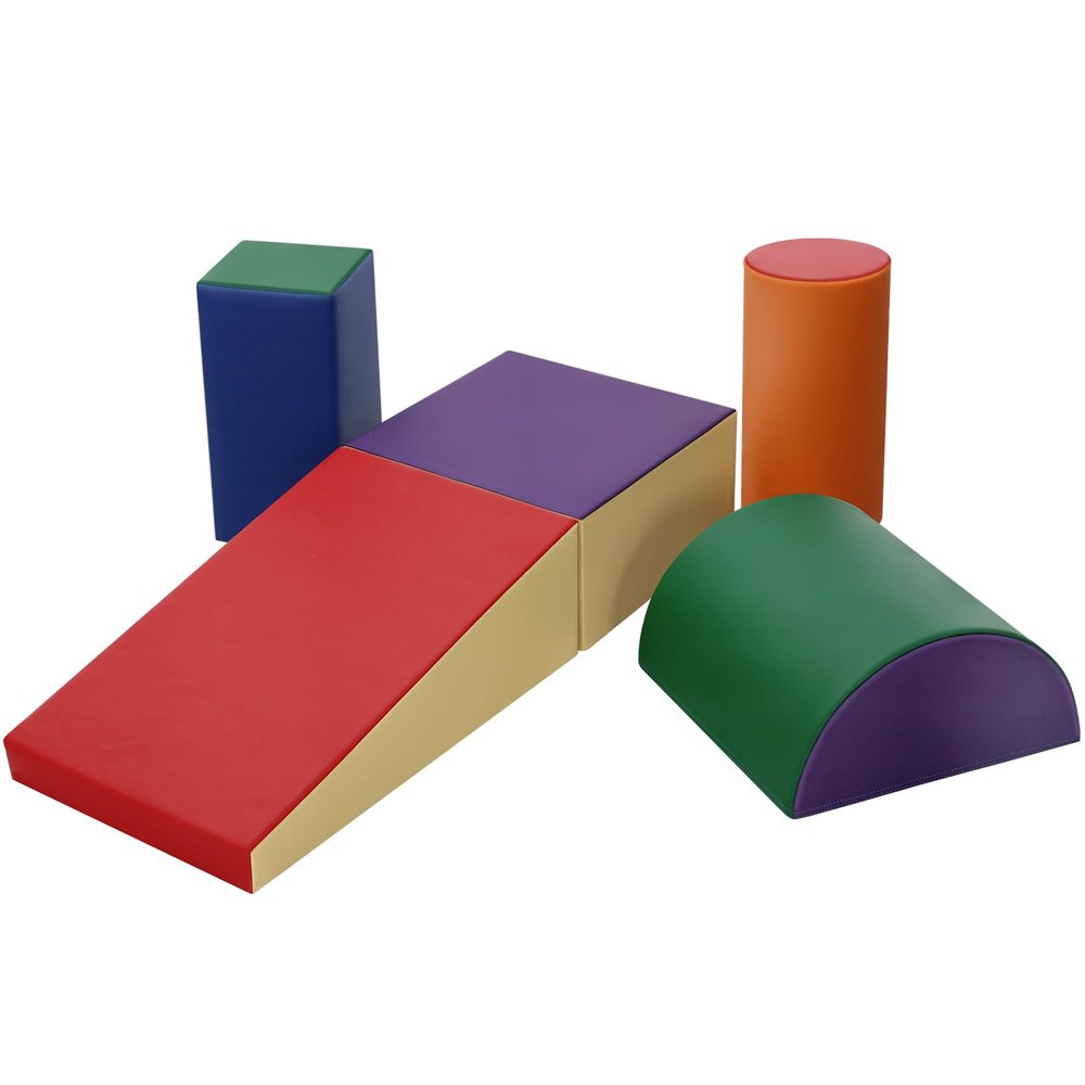 JungleDove Toddler Climbing Toys Indoor: 5-Piece Soft PU Leather Baby Climbing Blocks - Soft Play Climbing for Toddlers - Safe Baby Play Gym(Classic)