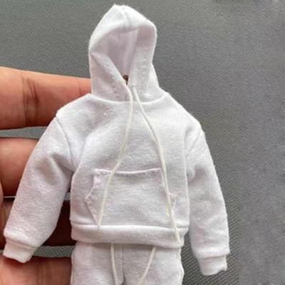 1/12 Pullover White Hoodie Sweatpants Pants for 6" Action Figure Custom (NO Figure) (1* Hoodie)