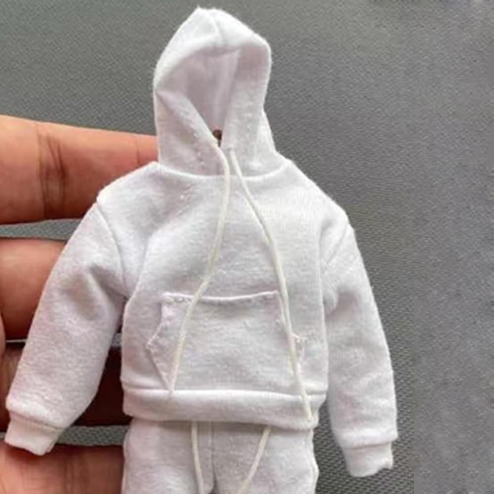 1/12 Pullover White Hoodie Sweatpants Pants for 6" Action Figure Custom (NO Figure) (1* Hoodie)