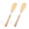 UPTALY 2 pcs 30 cm Nylon Bottle Brushes, Beech Wood Handle, with Stainless Steel Pole, Elbow Head, for Bottle, Vessels, Water Jag, Cup, Jar, Pot, Tumbler, Dish view 1