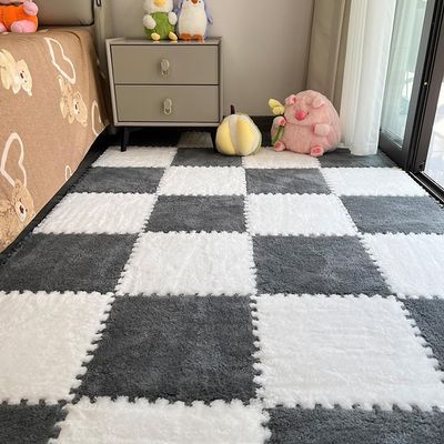 10Pcs EVA Foam Play Mat 12x12inch Plush Square Interlocking EVA Foam Floor Tiles,Anti-Slip Play Area Rug Living Room Bedroom Gym Floor Protector (White Grey,0.24'' Thick)