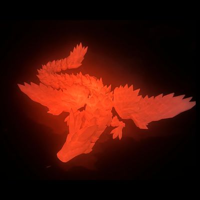Flavery 3D Printed Dragon with Wings - Glow Orange, 18 inch Flying Dragon, XL Articulated Winged Crystal Fidget Toy, Home Decor, Birthday Gift, Desk Pet