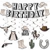 19pcs Western Party Decorations Silver Foil Wild West Birthday Banners Hanging Swirls for Cowgirl Cowboy Western Birthday Baby Shower Bachelorette Party Supplies view 1