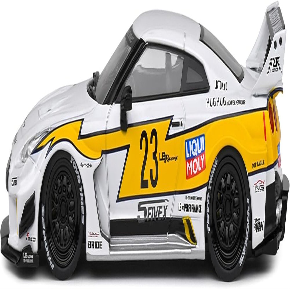 1:43 Scale Diecast Model Car Compatible with Solido 2019 Nissan GT-R (R35) Liberty Walk Silhouette Diecast Model Car, White S4311208