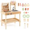Costzon Kids Grill Playset, Wooden Kids BBQ Playset with Play Food, Grilling Tools and Pretend Play Cooking Accessories, Toy Grill Gift for Boys Girls Ages 3+ view 1