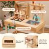 Costzon Kids Grill Playset, Wooden Kids BBQ Playset with Play Food, Grilling Tools and Pretend Play Cooking Accessories, Toy Grill Gift for Boys Girls Ages 3+ view 2